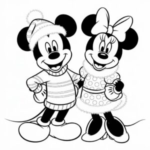 kleurplaat minnie en mickey mouse