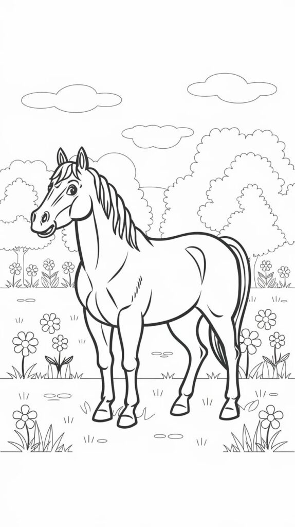 desenhos para colorir e imprimir de cavalos selvagens