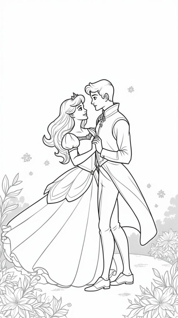 Princess and Prince Coloring Book