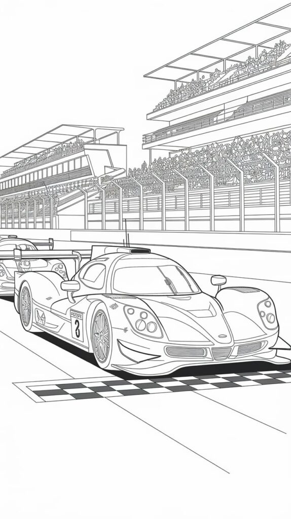 kleurplaat race auto