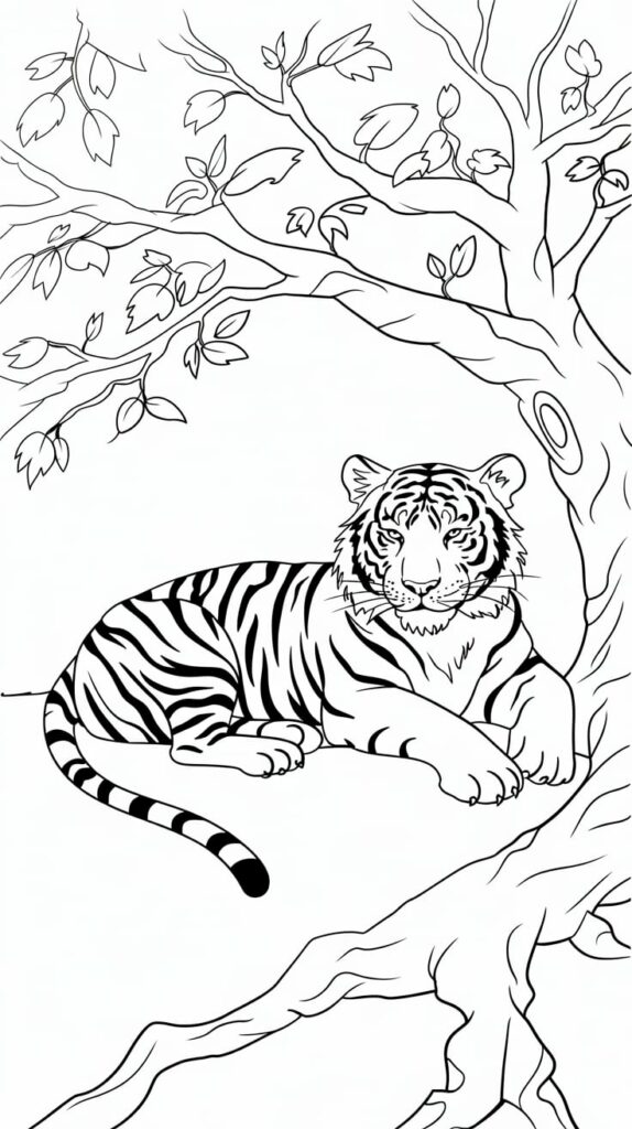 Página para colorear de un tigre adorable