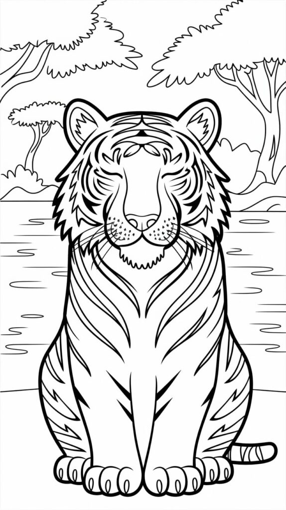 Página para colorear: ¡psst! El tigre duerme