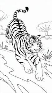 tigris színező oldal aranyos