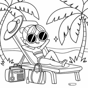 hoja para colorear vacaciones de verano