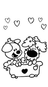 Página para colorear: cumpleaños de Woezel y Pip