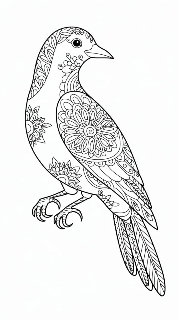 Página para colorear de un pájaro difícil