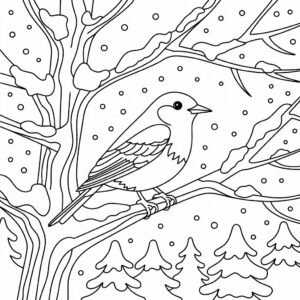 Páginas para colorear de aves en invierno