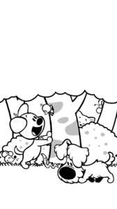 Página para colorear de Woezel y Pip: cumpleaños