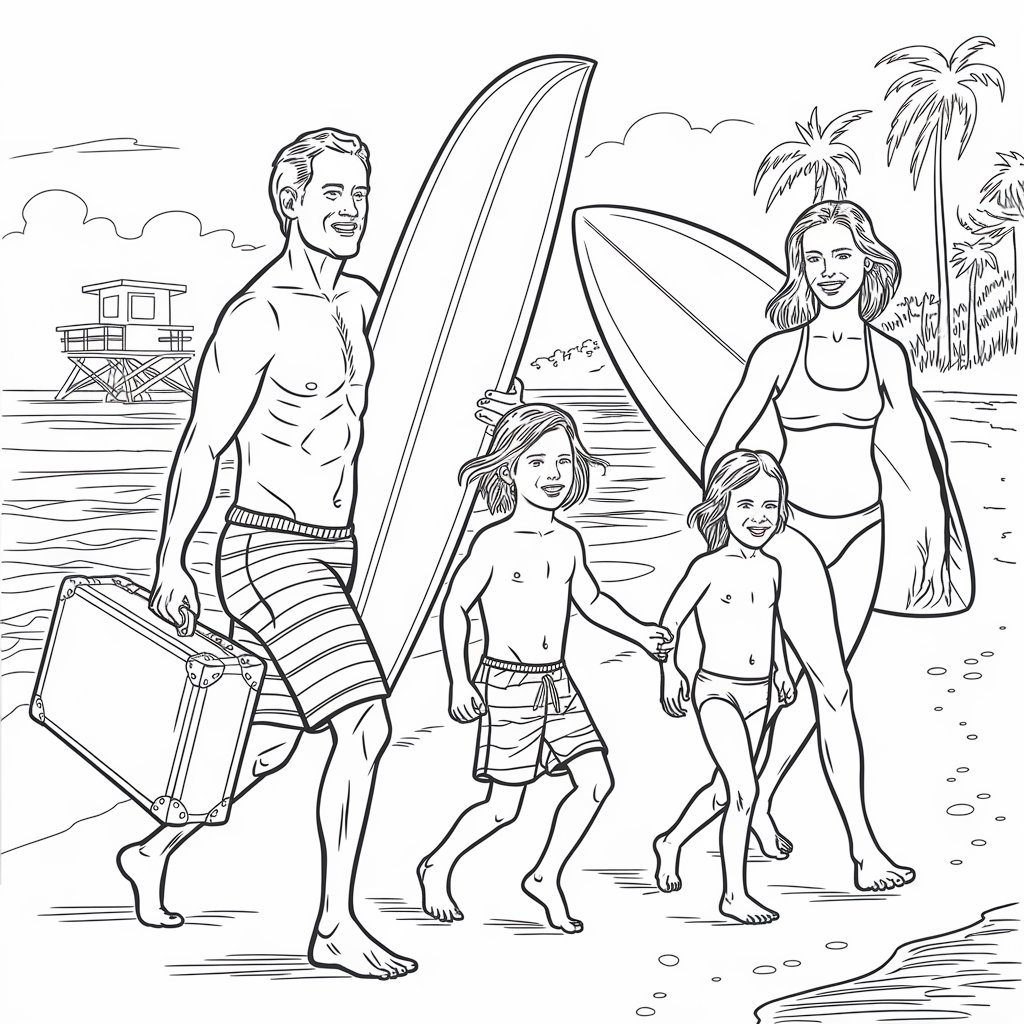 kleurplaat zomer strand