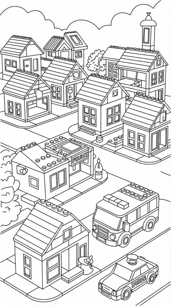 lego kleurplaten city