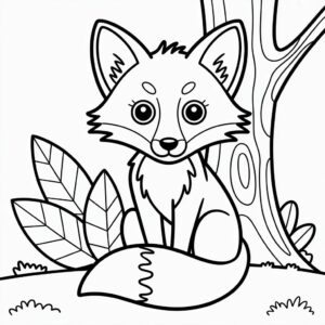 leurplaat vos in het bos om te printen