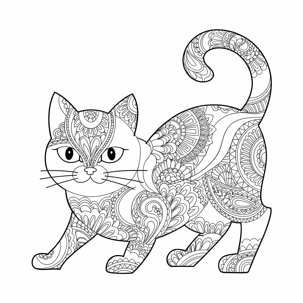 ausmalbild katze mandala