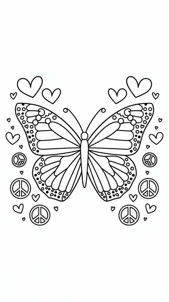 Farverige sommerfugle tegning