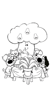 Woezel y Pip: página para colorear de Navidad