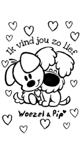 Woezel y Pip: página para colorear de cumpleaños