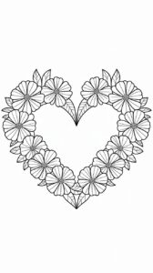 Blumenherz Ausmalbild kostenlos zum Download