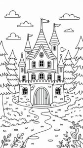 Bos kasteel kleurplaat