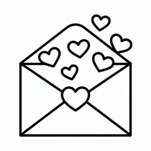 Brief mit Herzsiegel zum Ausdrucken – kostenlose Malvorlage