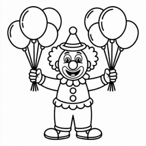 Clown con palloncini colorare