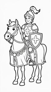 Dappere ridder op een versierde strijdros