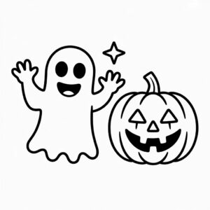 Download spookje en pompoen kleurplaat PDF