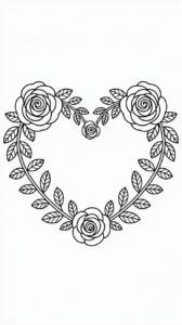 Herz mit Rosen zum Ausmalen – jetzt kostenlos drucken