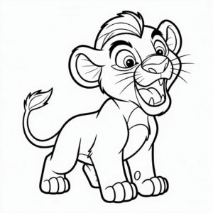 Kleurplaat Simba probeert te brullen