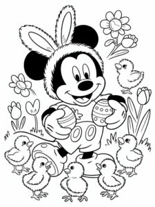 Coloriage Mickey Mouse fête de Pâques