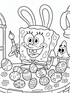 Paasei Schilderen met SpongeBob Kleurplaat