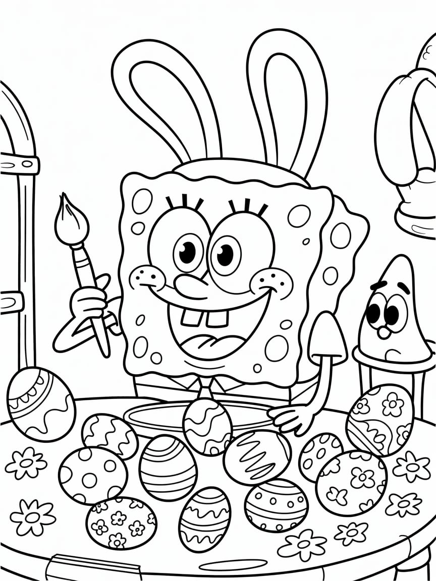 Paasei Schilderen met SpongeBob Kleurplaat