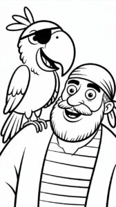 Papagei auf Piratenschulter Druckvorlage gratis