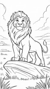 Simba trots rechtop op de rots