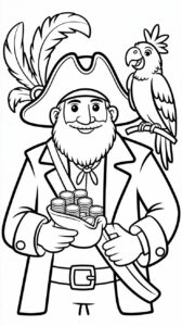 Sprechender Papagei mit Augenklappe – gratis Malvorlage