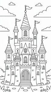 Sprookjeskasteel kleurplaat