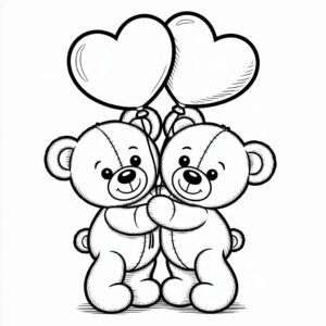 Zwei verliebte Teddybären mit Herzballons PDF kostenlos