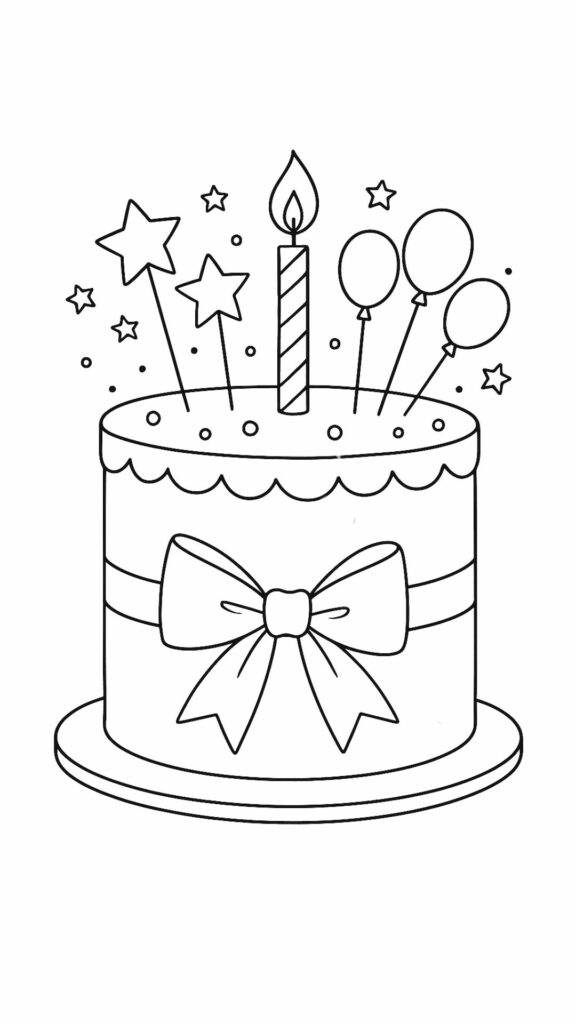 tekening taart verjaardag