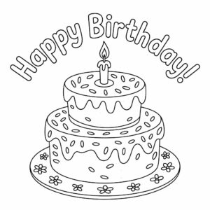 kleurplaat taart verjaardag verdiepingen