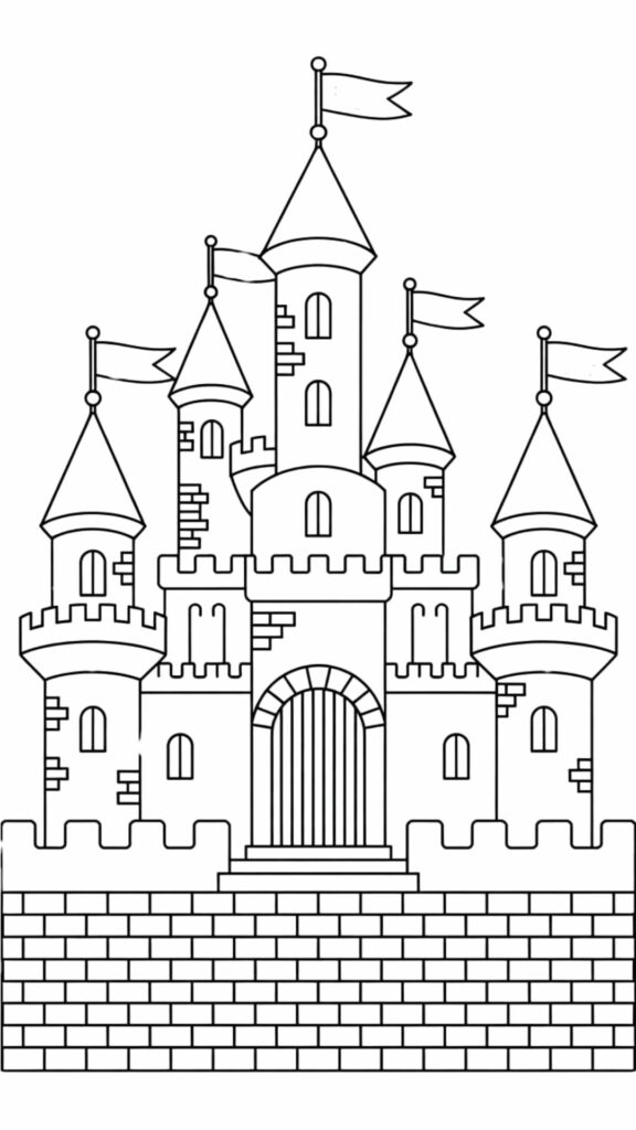 ausmalbild prinzessin einhorn schloss