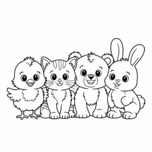 kleurplaten schattige dieren