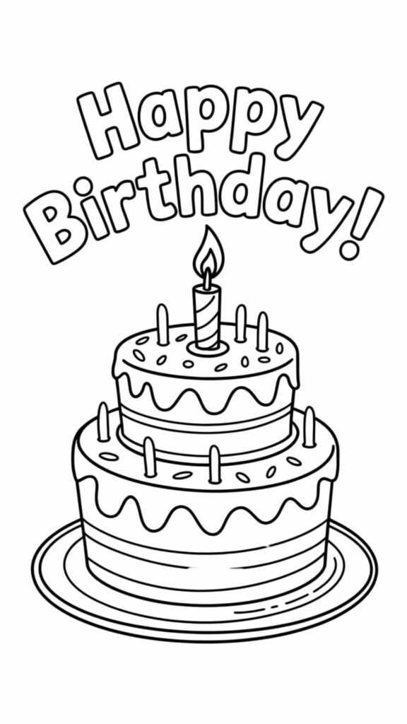 tekening verjaardag 4 jaar taart moeilijk