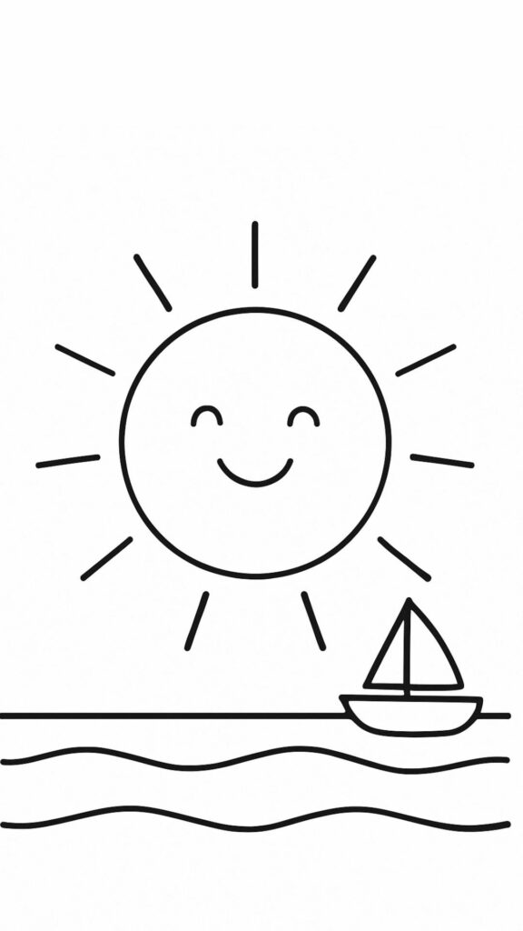 zon zee strand kleurplaat