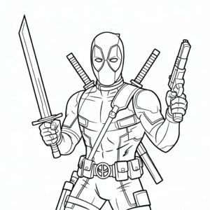 kleurplaat deadpool and wolverine