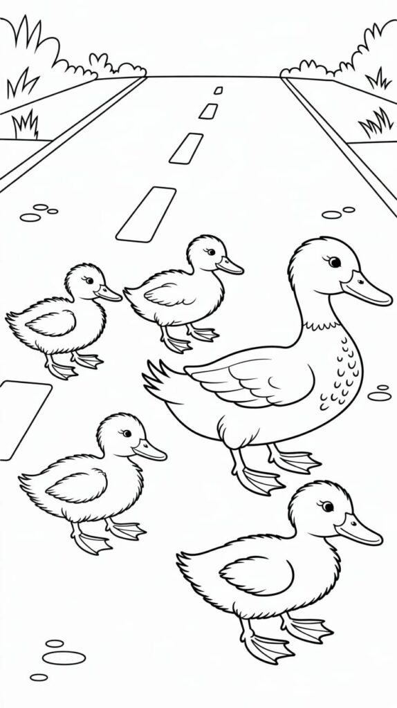 ausmalbild enten familie