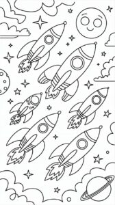 foguete para colorir educação infantil
