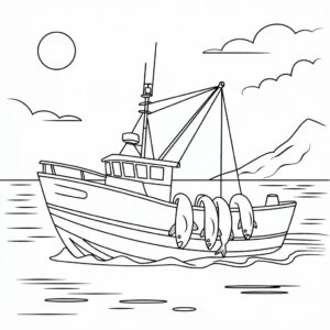 kleurplaat boot printen