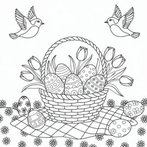 kleurplaat lente pasen