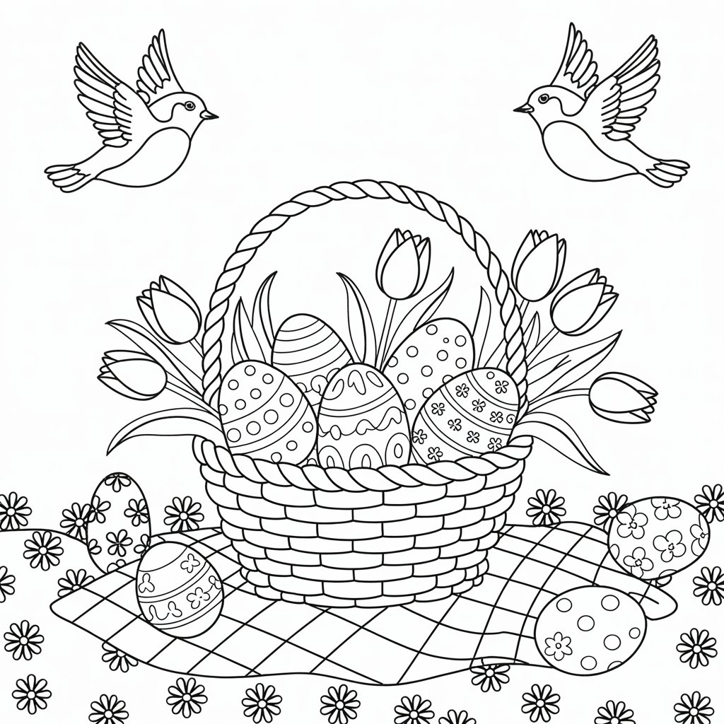 Páginas para colorear de primavera y Pascua