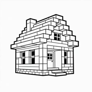 kleurplaat minecraft huis