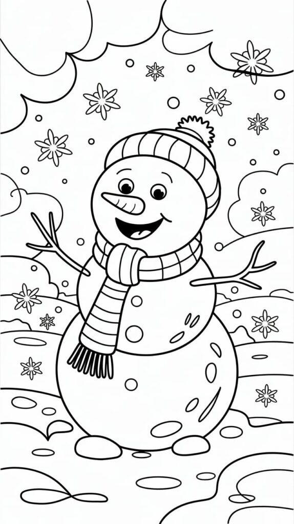 pupazzo di neve disegno colorato