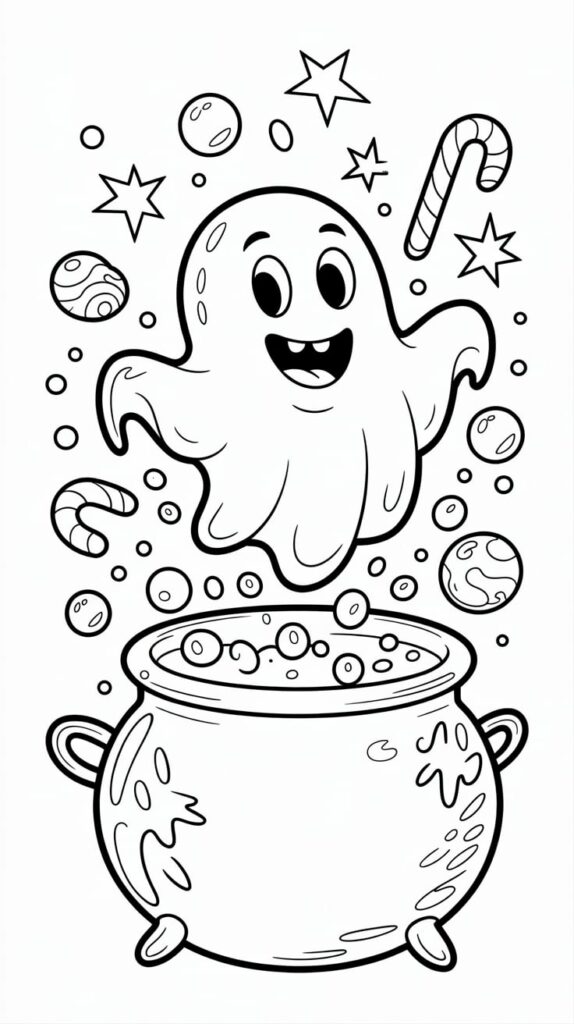 spooky cat coloring page